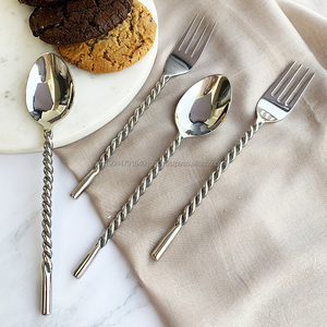High Quality Hand made Cutlery Silver and Rose Gold Twirl 4 Piece <b>Flatware</b> <b>Set</b> For Wedding - Product Image 2