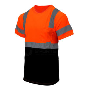 Construction Street-wear Security T-shirt Men Hi-Vis Reflective <b>Tape</b> High Visibility Short Sleeve Safety Shirt 100% Cotton - Product Image 1