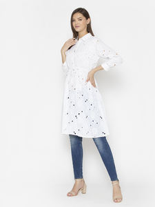 เดรสเชิ้ตลายดอกไม้สำหรับผู้หญิงใส่สบายคอปกสีทึบฤดูร้อนสำหรับฤดูใบไม้ผลิ - Product Image 3