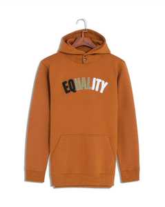 Sweat à capuche en molleton décontracté avec poche kangourou, broderie d'égalité élégante, mélange de coton doux, parfait pour le style Streetwear - Product Image 1