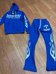 ชุดวอร์มผู้ชายแบบหลวม สไตล์ดิสเทรส ปักลาย ซิปหน้า มีฮู้ด ผ้าโพลีเอสเตอร์/คอตตอนบุขน สำหรับฤดูหนาว ผลิตตามสั่งขายส่ง - Product Image 5