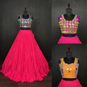 Costume de mariage élégant traditionnel indien pakistanais pour dames Reyon Silk Lehenga Choli Mirror Embroidery New Look for Ethnic Parties - Product Image 6