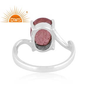 Best Quality <b>Oxidized</b> 925 Sterling Silver Strawberry Quartz Gemstone Oval Design Stackable Ring Custom Jewelry Manufacturer - Product Image 4