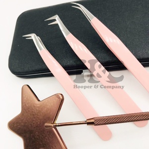 แหนบขนตาปลอมขนมิงค์แบบแบนแหนบปลายเงินสำหรับต่อขนตาโลโก้แบบกำหนดเอง - Product Image 1