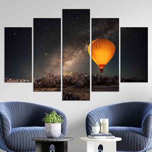 Encantadora Lienza Decorativa con Impresión de Globo Aerostático de Cappadocia para Decoración del Hogar, Juego de 5 Lienzos Variados - Product Image 1