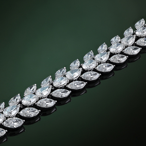 Minimalista de moda laboratorio Diamante tachonado 14K oro blanco sólido alta joyería lujo mujer desgaste tenis pulsera a granel - Product Image 2