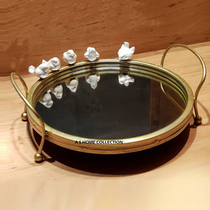 Luxury Oval Metal <b>Tray</b> With Pomegranate Design <b>Gold</b> Branch Handle Decorative <b>Tray</b> for Home and Dining Centerpiece - Product Image 3