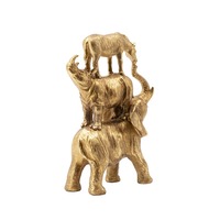 Figurine animale en métal doré avec éléphant rhinocéros et zèbre pour table basse moderne et présentoir contemporain