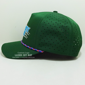 หมวกเชือก5แผงตัดด้วยเลเซอร์รูพรุนปักโลโก้โครงสร้างหมวกกันน้ำปรับ SnapBack แบบเวียดนาม - Product Image 3