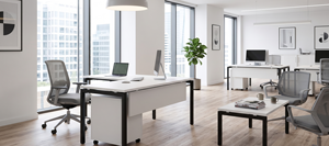 Escritorio de Oficina Moderno y Duradero con Superficie de Madera, Estación de Trabajo de Tablero de Partículas de Melamina, Ensamblaje DIY, Uso Comercial - Product Image 2