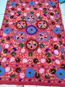 Custom Made Suzani Embroidered <b>Quilts</b> and Blankets Made From Multi Colored Wool Thread for Resale by Home Decoration Stores - Product Image 2