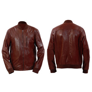 Veste en cuir pour hommes à col montant, vêtements d'automne et d'hiver personnalisés OEM, adaptés au manteau en cuir véritable, veste pour hommes - Product Image 1