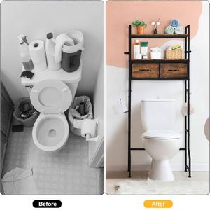 Bathroom <b>Storage</b> Rack White Metal Over Toilet Vietnam - Product Image 3