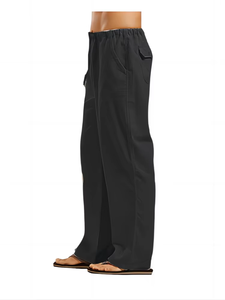 Pantalon de survêtement léger en coton et lin pour homme, pantalon de jogging décontracté à jambes larges pour le travail et la marche, coupe skinny - Product Image 2