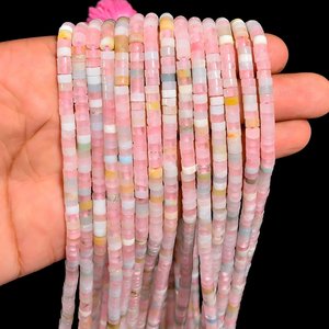 Rueda Rondelle de piedras preciosas rosas naturales de morganita, cuentas espaciadoras de disco Heishi de 4x2mm, fabricación de joyas sueltas, cuentas de piedra al por mayor DIY - Product Image 2