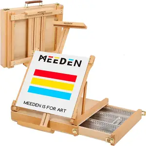 MEEDEN Studio-chevalet de table ajustable avec tiroir doublé de métal