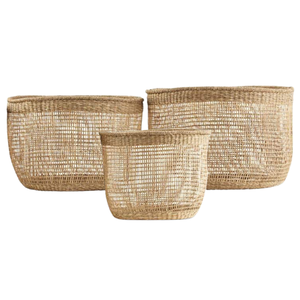 Panier de rangement rond de paille de jacinthe d'eau d'herbe de mer organisateur panier de jardinière panier à linge décor maison fait par Vietnam FBA Amazon - Product Image 1