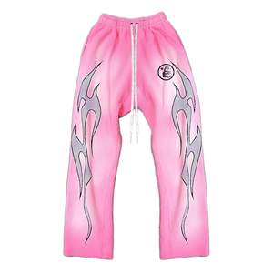 Custom Lightweight Man Oversize 100% Cotton <b>Flared</b> Washed <b>Sweatpants</b> with Custom Printing High Street Style - Product Image 1