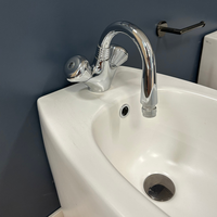 Robinet de Bidet Chromé Ponsi Cygno de Haute Qualité pour Lavabo de Salle de Bain, Double ou Simple Trou, Bec Pivotant, Vidange Intégré, Installation Facile, Fabriqué en Italie