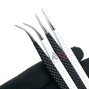 Pinzas para Extensión de Pestañas de Acero Inoxidable Japonés con Punta Recta Larga, Agarre de Diamante, Acabado Mate, Logotipo Personalizado - Product Image 2