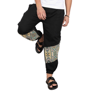 กางเกงฮาเร็มทรงตรงเอวสูงสำหรับผู้ชายผ้าคอตตอน100% เป็นมิตรกับสิ่งแวดล้อมผ้าแห้งง่ายสไตล์ฮิปฮอปลำลองน้ำหนักเบาฟรีไซส์ - Product Image 1