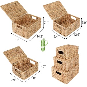2026 Home Decor Storage Baskets with Lid Rectangle Water Hyacinth Woven Storage <b>Boxes</b> Bins New Product Ideas for <b>Lunch</b> <b>Bags</b> - Product Image 4