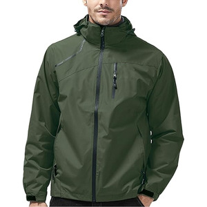 Chaqueta de lluvia cortavientos para hombre Color gris con cremallera de manga larga al aire libre resistente al agua capa de lluvia hecha por Dress Sports - Product Image 1