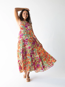2024 nouveautés été mode vêtements femmes décontracté bohème Floral longue Maxi robe cravate teinture Boho gitane Chic satin soie tissu - Product Image 2