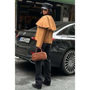 Manteau de style trench-coat pour femme avec détails en velours 7076-08 - Product Image 3