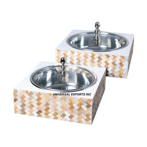 Ensemble de trois casseroles de cuisine à double paroi martelée Ensemble de trois chauffe-plats de luxe en métal - Product Image 6
