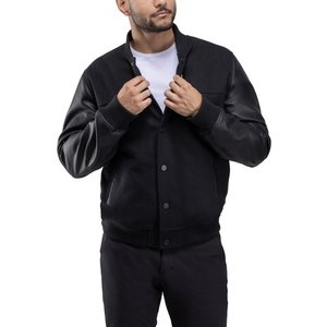 Veste universitaire pour hommes manches en cuir véritable et laine mélangée Letterman Boys College Varsity Jackets XS-5XL - Product Image 2