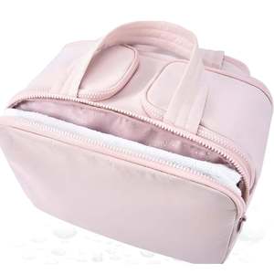Jade Large Capacity Travel <b>Makeup</b> Bag Zipper Closure Cosmetic <b>Case</b> with Custom Logo PVC and Nylon Material" - Product Image 6