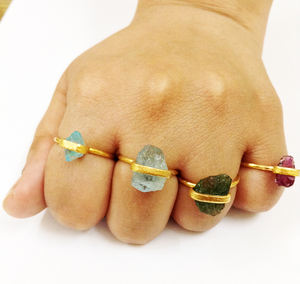 Bagues en argent Sterling 925 plaqué or fait à la main avec pierres précieuses naturelles et à la mode - Product Image 5