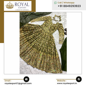 กางเกงผ้าไหม Anarkali Kurti และ Dupatta พร้อมงานปัก - Product Image 5