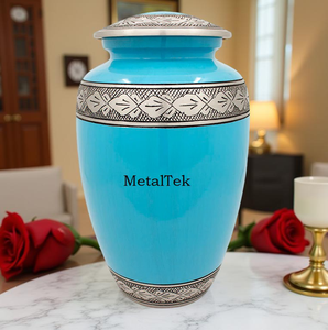 Urnas de cremación clásicas de alta calidad hechas a mano en la India para cenizas, colores personalizados, tarros decorativos para cenizas de recuerdo funerario - Product Image 5