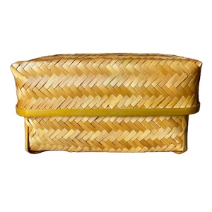 Bandeja de almacenamiento en seco de bambú artesanal tradicional con tapa multifunción para uso en tienda Producto artesanal de Bambú - Product Image 1