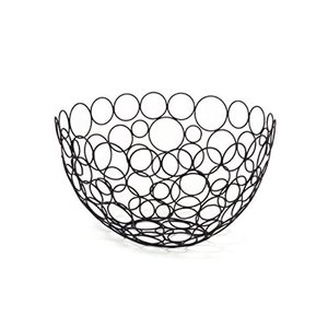 Cuenco de fruta redondo con formas circulares, cesta de frutas y verduras con acabado negro, soporte de plátano para mesa de comedor, cocina, negro - Product Image 1