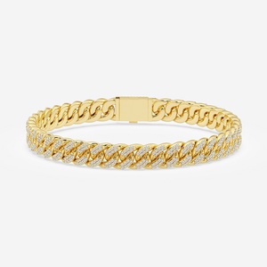 Hip Hop Cuban Link Moissanite Round Diamond <b>Bracelet</b> in Premium 925 <b>Silver</b> Jewelry For Everyone occasions - Product Image 3