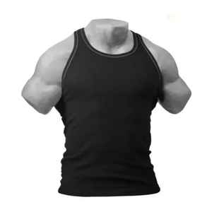 2025 nueva llegada camiseta sin mangas para hombre hecha a medida sin mangas y cuello transpirable de punto estilo informal al por mayor de Pakistán - Product Image 3