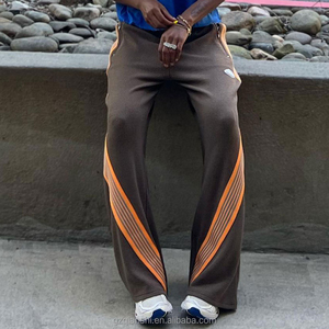 Pantalons en coton personnalisés OEM pantalons de survêtement amples pantalons de fabricant pour hommes pantalons de survêtement évasés personnalisés pantalons baggy à jambes larges à rayures - Product Image 2