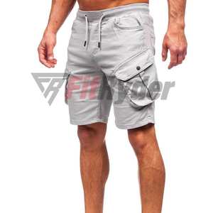 Pantalones cortos deportivos cargo de algodón y poliéster ligeros con logotipo personalizado, cintura elástica, cierre con cordón, tejidos sólidos, venta al por mayor - Product Image 6