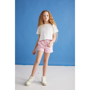 GRIMELANGE BITTEN-GRM24024 T-shirt pour filles et enfants 100% coton imprimé et à col contrasté à manches courtes - Product Image 1