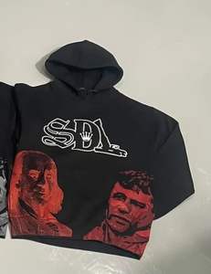 SDL ROSE IMPRIMÉ HOMME HOODIS 450G Déchiré DOUBLE TÊTE STRASS SDL HOODIS PERSONNALISÉ LOGO HIVER HOMME MANTEAU OEM SDL HOODIE - Product Image 5