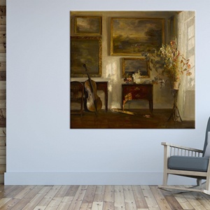 Impresión artística en lienzo de violonchelo vintage: naturaleza muerta clásica rústica, lienzo enrollado - Product Image 1