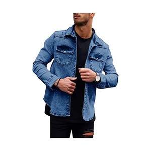 Chaqueta de Mezclilla Ligera Personalizada para Hombre – Chaqueta de Jeans Premium de Manga Larga con Logotipo Personalizado, Ropa Casual Urbana, Venta al Por Mayor OEM de Alta Calidad - Product Image 3
