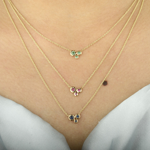 1054 spj สร้อยคอแบบโซ่ประดับจี้แซฟไฟร์สีทอง14K แบบทรีโอธรรมชาติจี้แซฟไฟร์สีฟ้า - Product Image 2