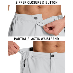 Pantalones cortos de senderismo de secado rápido para hombre de marca personalizada, múltiples bolsillos duraderos, patrón sólido para viajes, descuentos por pedidos a granel, no tejidos - Product Image 4