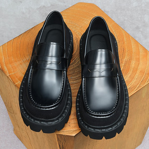 <b>Men's</b> British Style Leather Shoes Slip <b>On</b> Lazy Loafers Thick Sole Casual Work Cross Border Elevator Shoes <b>For</b> <b>Men</b> - Product Image 3