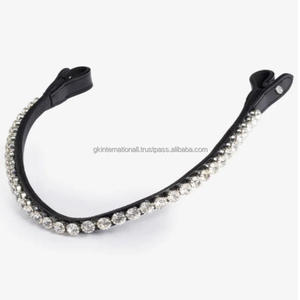 2023 último diseño hecho a mano cristales redondos CADENA DE Diamante decorativa forma de onda negro marrón cuero frente de caballo banda tamaños personalizados - Product Image 6