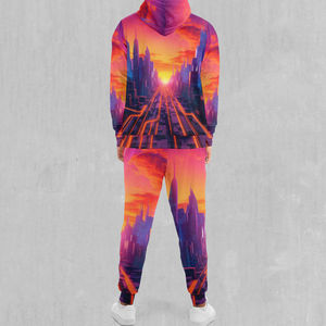 Ensembles de survêtement de sport vintage délavé OEM Ensemble de survêtement unisexe en polyester épais imprimé avec logo personnalisé pour hommes - Product Image 2